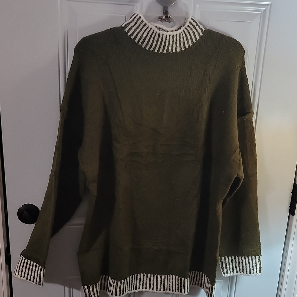 Olive Green Crew Neck Sweater